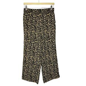 J. Crew Pants Women’s Size 6 Wide Leg Cropped Pull On Animal Print Pockets